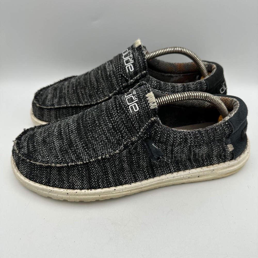 Hey Dude Wally Sox Shoes Mens Size 10‎ Black White Marled Knit Loafers Slip On